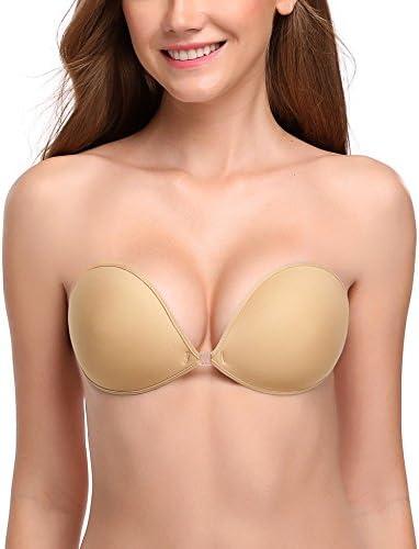 Wingslove Adhesive Bra Reusable Strapless Self Silicone Push-up Invisible Sticky Bras for Backless Dress