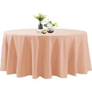 132 Inch Stain and Wrinkle Resistant Washable Polyester Table Cloth, Decorative Table Cloth for Dining Table, Buffet Parties and Wedding, Dusty Pink