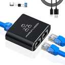 LIEZHUA Gigabit Ethernet Splitter 1 to 2 - Network Splitter with USB Power Cable, RJ45 Internet Adapter 1000Mbps High Speed for Cat 5/5e/6/7/8 Cable [2 Devices Networked Simultaneously]