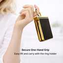 Genuine Leather Case for Samsung Galaxy Z Flip, Military-Grade Drop Protection, Hinge Protection Cover with Ring Kickstand, Gold Trim (Black, Z Flip5)