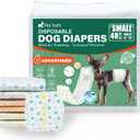 Pet Soft Disposable Dog Dipaers - Male Dog Wraps Wetness Indicator, Ultra Absorbent Puppy Diapers Male for Excitable Urination or Incontinence, 48pcs Small