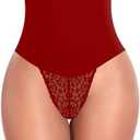 Werena Tummy Control Thong Shapewear for Women Mid High Waisted Body Shaper Underwear Lace Shaping Thong Girdle Panties. Size XL