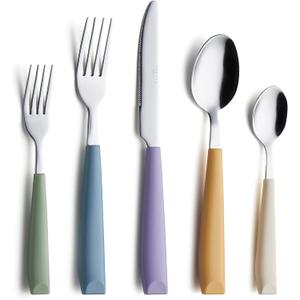 ANNOVA Silverware Set Stainless Steel Colorful Handle Tableware Kitchen Flatware Set Utensils, Includes Dinner Knives, Forks, Spoons, Salad Forks & Dessert Spoons (Morandi Mix, 20 Pieces)