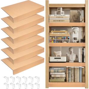 Wire Rack Covers for Shelves, 6 Pack 36 x 12in Wires Shelf Ccover for Pantry Waterproof PVC Wood-Look Shelves Cover for Cabinet Kitchen Bathroom Shelving Decoration