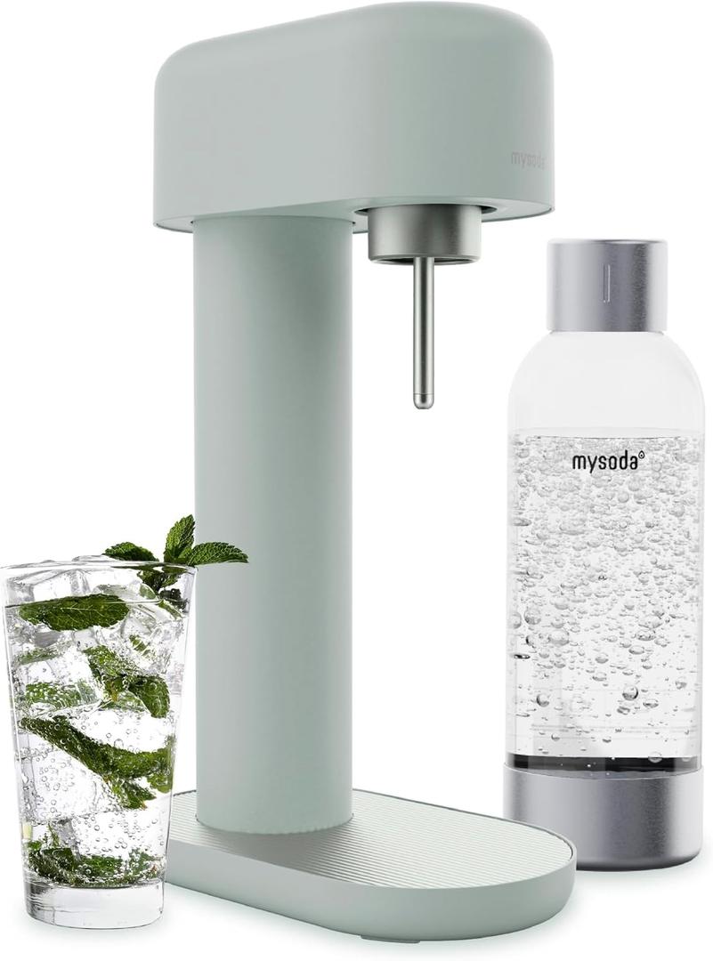 Ruby 2 Sparkling Water Maker - Soda Streaming Machine Silent Carbonated Water Machine Robust Long-Lasting Aluminium Soda Maker 1L Water Bottle Without CO2 Cylinder - Sage Green Soda Machine