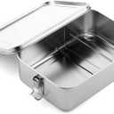 Umigy 1 Pcs Stainless Steel Food Containers 2400ml Metal Bento Lunch Box Stainless Steel Food Storage Containers, Lockable Clips to Leak Proof, Reusable Dishwasher Snack Boxes for Work