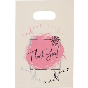 Ysmile Thank You Beige Plastic Shopping Bag, 11.8x15.8 Inch, Versatile Carrier Bag