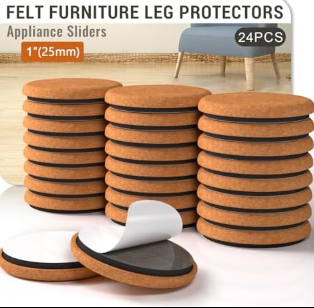 Pack Of 3 Chair Leg Floor Protectors for Hardwood Floors Stronger Felt and EVA Furniture Pads Prevent Floor from Scratches Reduce Noise Furniture Sliders for Hardwood Floors 24Pcs 1 Inch (25mm)