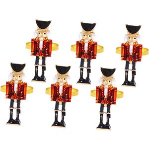 Operitacx 6pcs Nutcracker Shape Napkin Rings, Nutcracker Napkins Napkin Buckle for Christmas Table Dinner Setting