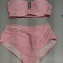 Herseas 2 Piece Bikini Set U-Wire Cutout Popular Swimsuit High Waisted Textured 2026 Summer Beach Swim Bathing Suits (Pink, S)