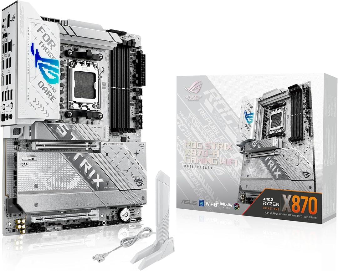 ASUS ROG Strix X870-A Gaming WiFi AMD AM5 X870 ATX Motherboard 16+2+2 Power Stages, Dynamic OC Switcher, Core Flex, DDR5 AEMP, WiFi 7, 4X M.2, PCIe 5.0, Q-Release Slim, USB4, AI OCing & Networking