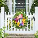Spring Wreaths for Front Door, 24 Inch Greenery Front Door Wreath with Peonies Dahlias Hydrangeas, Artificial Home Decorations for Indoor Outdoor Window Wall,Outside Floral Wreath Decor for Home Porch