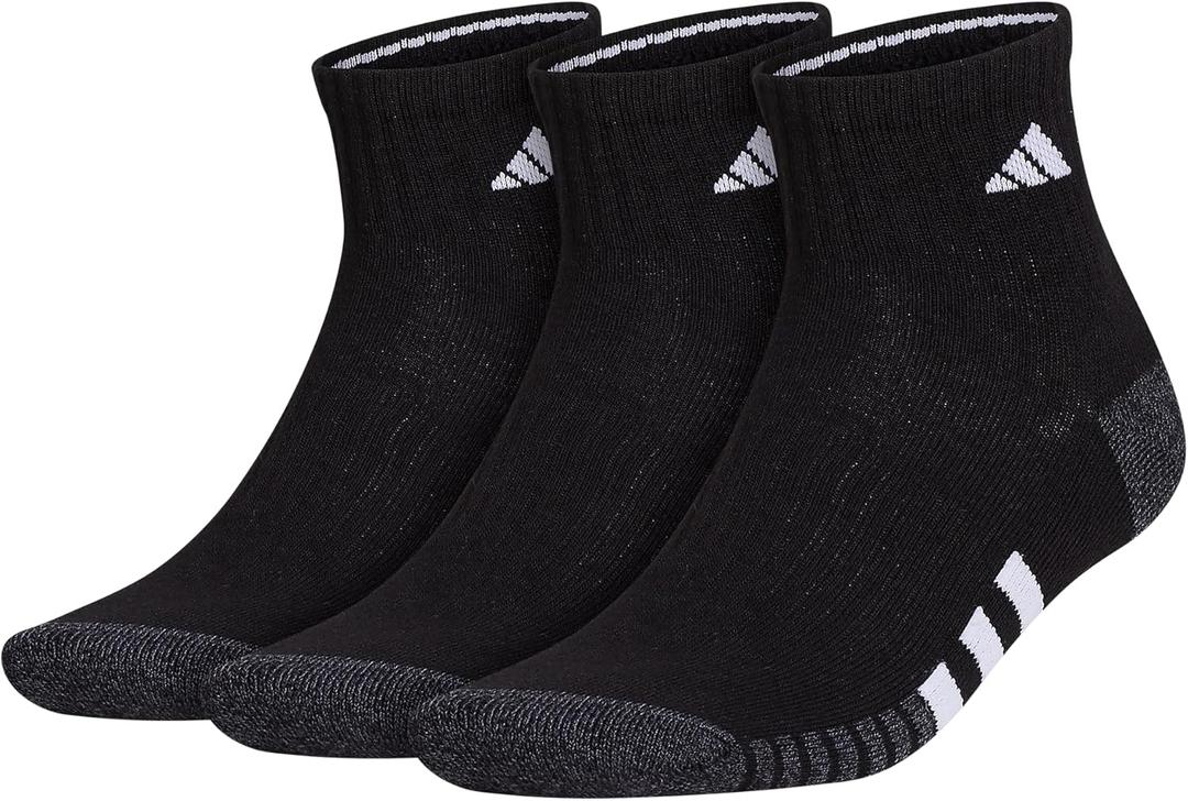 adidas Men's Socks, Athletic Cushioned Quarter 3-Pack, Compression, Moisture-Wicking, Comfortable, Durable (X-Large, Black/Onix Grey/White)