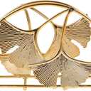 Kichvoe Wrought Iron Napkin Holder Leaf Design Tissue Dispenser Stand for Kitchen Dining Table Party Decoration Compact Metal Paper Towel Storage (Golden 2)