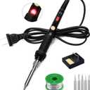 Soldering Iron Kit, 60W 110V Soldering Irons, Adjustable Temperature Soldering Welding Tool Kit with Extra 5pcs Tips, Stand, Sponge, Solder Wire (9-in-1)