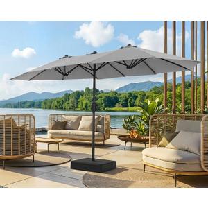 SUPERJARE 13FT Outdoor Patio Umbrella with Base Included, Double Sided Pool Umbrellas with Fade Resistant Canopy, Large Table Umbrella for Deck, Market, Backyard - Gray