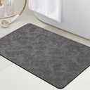 ACCUMTEK Ultra Thin Bath Mat, Upgrade Backing Non Slip Thin Bath Mats Fit Under Door, Quick Dry Ultra Absorbent Bathroom Rugs, Machine Washable Bath Rugs for Bathroom, Charcoal Gray/Crackle/24 x17