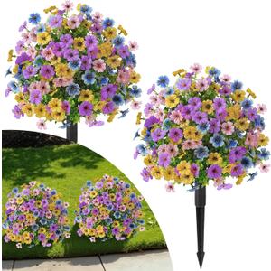 Alupssuc 2Pcs 20" Artificial Topiary Ball Flowers for Outdoors Decoration