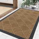Smiry Front Door Mat Outside Entrance, Heavy Duty Outdoor Indoor Natural Rubber Doormat, Non Slip, Trap Dirt and Moisture, Easy Clean, Low Profile Patio Porch Entryway Mat, 35x23, Coffee