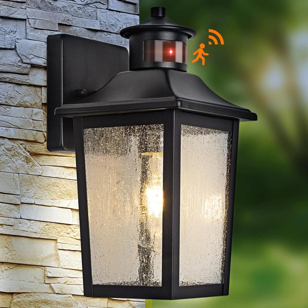 FILIYANO Motion Sensor Outdoor Wall Light - Black Dusk to Dawn Outdoor Lighting, LED Waterproof Exterior Light Fixture, Modern Porch Light Outside Wall Mount for House Patio Garage Garage, Anti-Rust