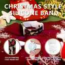 2 x Christmas Watch Bands for Apple Watch Band 38/40/41/42/44/49mm for Men Women, Silicone Waterproof Adjustable Printed Smartwatch Strap for iWatch Series 9 8 7 6 5 4 3 2 1 SE Replacement Wristband Gifts (Red Christmas Tree)