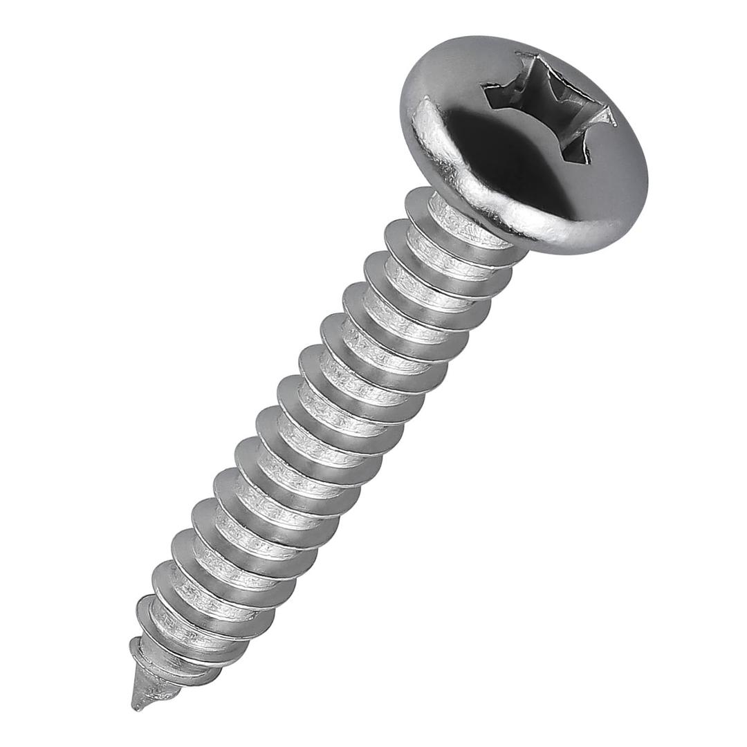 #10 x 1-1/4" (50 Pack) Stainless Steel Phillips Pan Head Wood Screws, Stainless Steel 304 (18-8), Pan Head Sheet Metal Screws Self Tapping for Wood