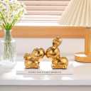 SURE YUESI for Mom from Daughter Son Kids- Ceramic Bunny Spring Decor Figurines, Rabbit Statue Set of 2 for Tabletop Decor, Vintage Farmhouse Indoor Decor Gift- Golden