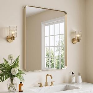 Kosmonia 30x24 Inch Bathroom Vanity Mirror Brushed Champagne Gold