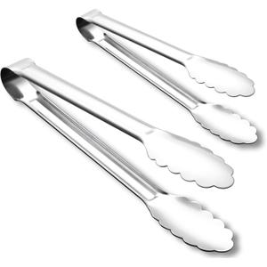 OYV Seamless Tongs for Cooking, One-Piece Design, Durable Heat Resistant Stainless Steel Tongs for Kitchen, Grill, BBQ, Salad, Dishwasher Safe, Metal Tongs Set (12" & 9")