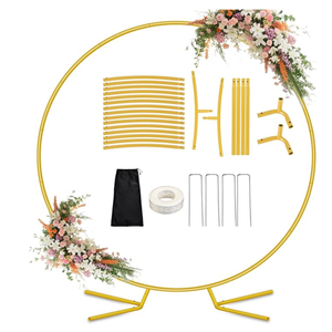 DEVISEFUN 7.2FT Round Balloon Arch Stand Kit,Metal Circle Arch Backdrop Stand for Parties, Gold Wedding Arches Frame with Base for Ceremony Anniversary Birthday Baby Shower Gender Reveal Party Decor