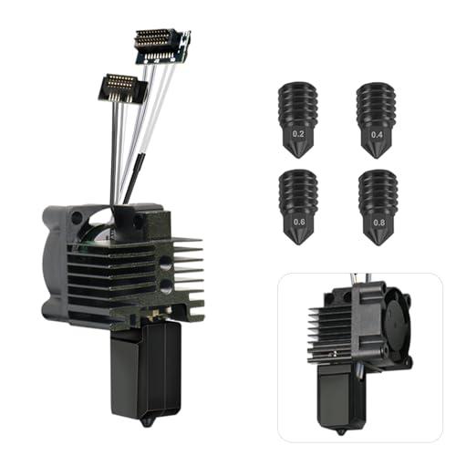 0.4MM P1S Complete Hotend Kit with Extra Nozzle Tips (0.2mm 0.4mm 0.6mm 0.8mm), Full Hardened Steel Nozzle Assembly for Bambu Lab P1S/P1P 3D Printer, Extruder Hotend Print Head Replacement