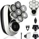 5-in-1 Electric Head Shaver for Bald Men in Gunmetal with LED Display, IPX7 Waterproof Grooming Kit, Turbo Speed Rotary Razor with Precision Blades for Wet & Dry Use