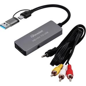 VHS to Digital Converter, RCA to USB Converter Analog to Digital Adapter for VHS/HI9, Video Capture Card for Laptop, HDMI for Video Streaming Convert RCA/S-Video/HDMI Input (USB-A+USB-C)