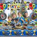 219pcs Truck Birthday Decorations, Monster Truck Party Decorations Set with Plates, Dessert Plates, Napkins, Cups, Forks, Knives, Balloons, Happy Birthday Banner, Tablecloth, and Stickers, Serves 24