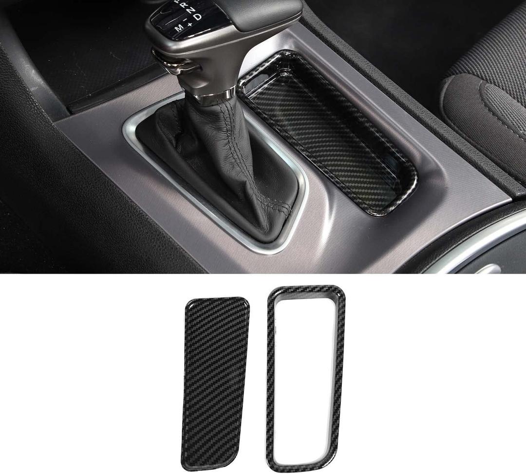 Voodonala Carbon Fiber Center Console Gear Shift Storage Box Trim Compatible with Dodge Charger 2015-2021