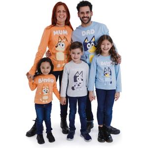 Bluey Bingo Chilli Mom Bandit Dad Long Sleeve Matching Family T-Shirt Toddler to Adult