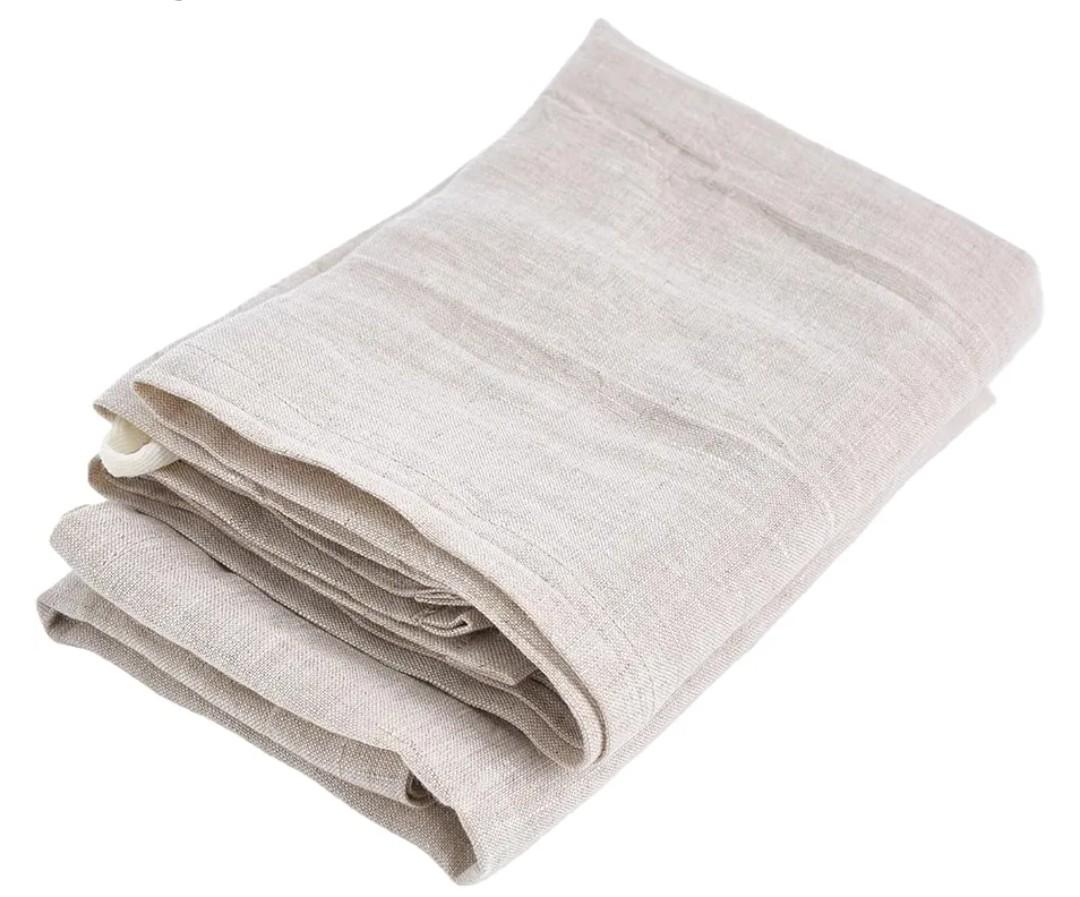 100% Linen Hand Kitchen Towels 13x29 Inches 2-Pack with Hanging Loop-Thin Reusable Soft Lightweight Dish Tea Towels for Bathroom, Drying Dishes, Cleaning, Baking & Decorative Use (Natural)