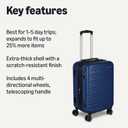 Amazon Basics 21" Hardside Carry-On Luggage with Multi-directional Wheels, Expandable for Up to 25% More Space, Scratch-Resistant Surface, Organized Interior, Navy Blue