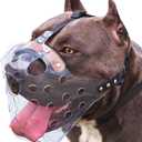 Mayerzon Pitbull Muzzle, Basket Muzzle for Large Dogs Rottweiler to Prevent Biting Chewing Scavenging, Breathable Dog Mouth Guard for Grooming Vet Visits that Allows Panting Drinking (XL)