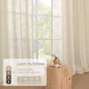 2LAMIT Short Linen Curtains 40 Inch Length for Kitchen, Semi Sheer Light Filtering Window Curtains Farmhouse Boho Bronze Grommet Panels for Cafe/RV Camper, Linen, 2 Panels, 34 x 40 Inch