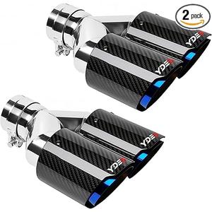 YDES 2.5 Inch Inlet Set of Carbon Fiber Car Exhaust Tips Fit for 2.5 Inch 63mm Exhaust Pipe (2pcs) Blue