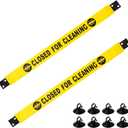 Barydat 2 Pcs Closed for Cleaning Sign with Magnetic Ends Nylon Bathroom Restroom Do Not Enter Magnetic Signs with Suction Cup Hanger Banner for Door