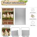 Chicken Decor Metal Signs Funny Chicken Coop Signs Rooster Decor Farmhouse Wall Art Sign Fluffy Butt Hut Pampered Chickens Live Here Tin Sign for Farm Kitchen Garden, Farm Style Gift, 12x8 Inc