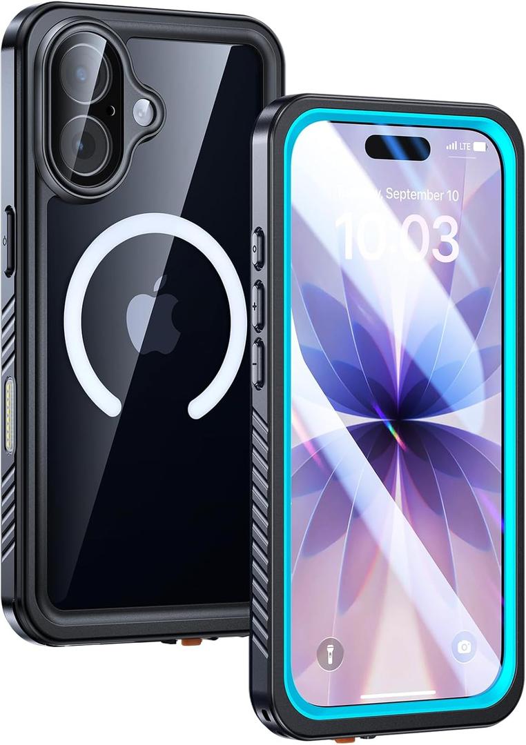 Lanhiem Magnetic for iPhone 17 Case Waterproof, Built in Screen Protector & Camera Protection, [Compatible with MagSafe] Full Body Dustproof Heavy Duty Rugged Phone Case 6.3'' (Blue)