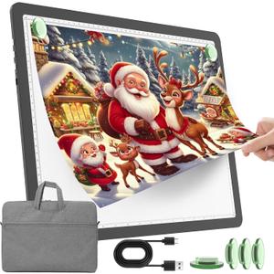 TOHETO Rechargeable A3 Light Pad with Carry Bag for Diamond Painting, Ultra Bright Tracing Light Box for Drawing, Wireless Lightbox for Tracing and Drawing, Cordless Diamond Art Light Board (Black) 