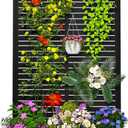MTART Metal Planter Box with Trellis Outdoor, 72.1"x35.5"x16" Galvanized Raised Garden Bed with Privacy Screen & Drainage Holes & Lockable Casters for Climbing Plants, Vegetable (Louvered-Black)