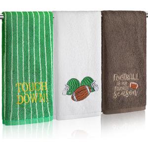 SmoothNovelty 3 Pcs Football Hand Towels for Bathroom Cotton Embroidered Rodeo Kitchen Towels 13.3 x 29.5 Farmhouse Decorative Absorbent Soft Cotton Gifts for Kitchen Dish Fast Drying Housewarming