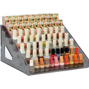 Nail Polish Organizer 84 Bottles of 7 Layers Sunglass Organizer Acrylic Display Rack Eyeglasses Storage Essential Oils Holder Makeup Organizer No Tool Needed Assembly, Grey