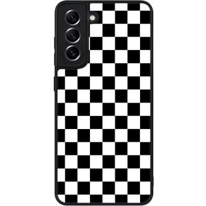 Tnarru Compatible with Samsung Galaxy S21 FE Case Checkered Pattern Military-Grade Drop Protection Non-Slip Sides Anti-Scratch Shockproof Slim Case for Samsung Galaxy S21 FE (Black White Plaid)