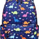 BABUN Backpack Boys Elementary Middle School Bags for Kids Bookbag Lightweight Teenager Laptop Durable Waterproof 17 In (F-Blue Dinosaur)